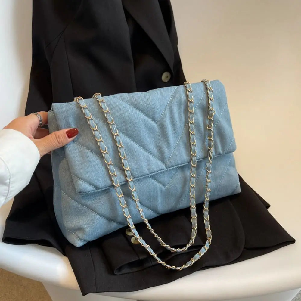 Sac baguette femme en toile, trois bleus – CLEVI Paris