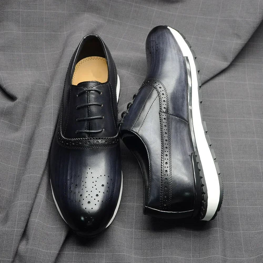 Oxford Brogue Homme Cuir Véritable Fait Main Lacets 10 Coloris Business Casual – CLEVI Paris