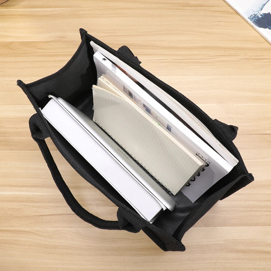 Tote Bag Canvas Noir Unisexe — Grande Capacité, Format Carré & Rectangulaire | CLEVI Paris