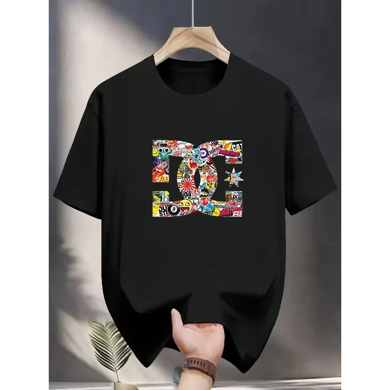 T-Shirt Unisexe Oversize 100% Coton Motif Lettrage Luxe Streetwear Col Rond – CLEVI Paris