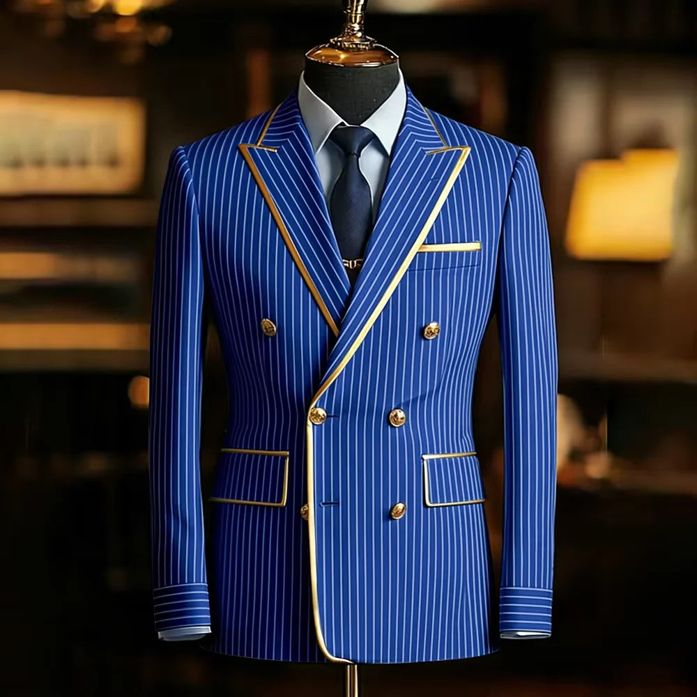 Blazer Croisé Homme Rayures Fines – CLEVI Paris