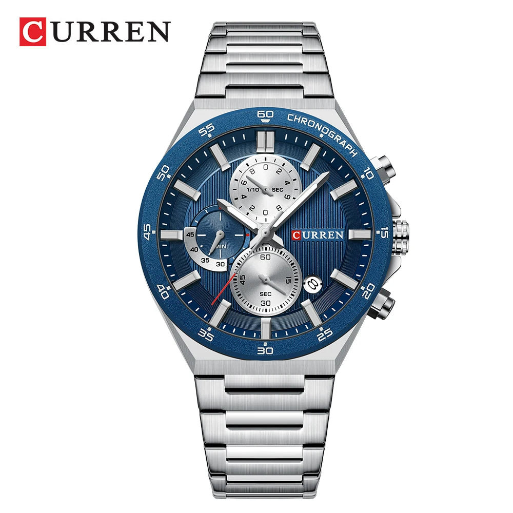 Montre Quartz Homme CURREN CR8481 – Chronographe 43mm, Acier Inoxydable & Aiguilles Lumineuses