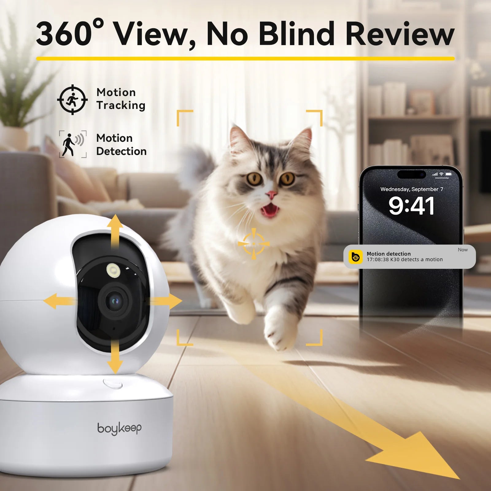 Caméra Dôme Intérieure 3MP WiFi Dual-Band 360° Suivi Auto Vision Nocturne – CLEVI Paris
