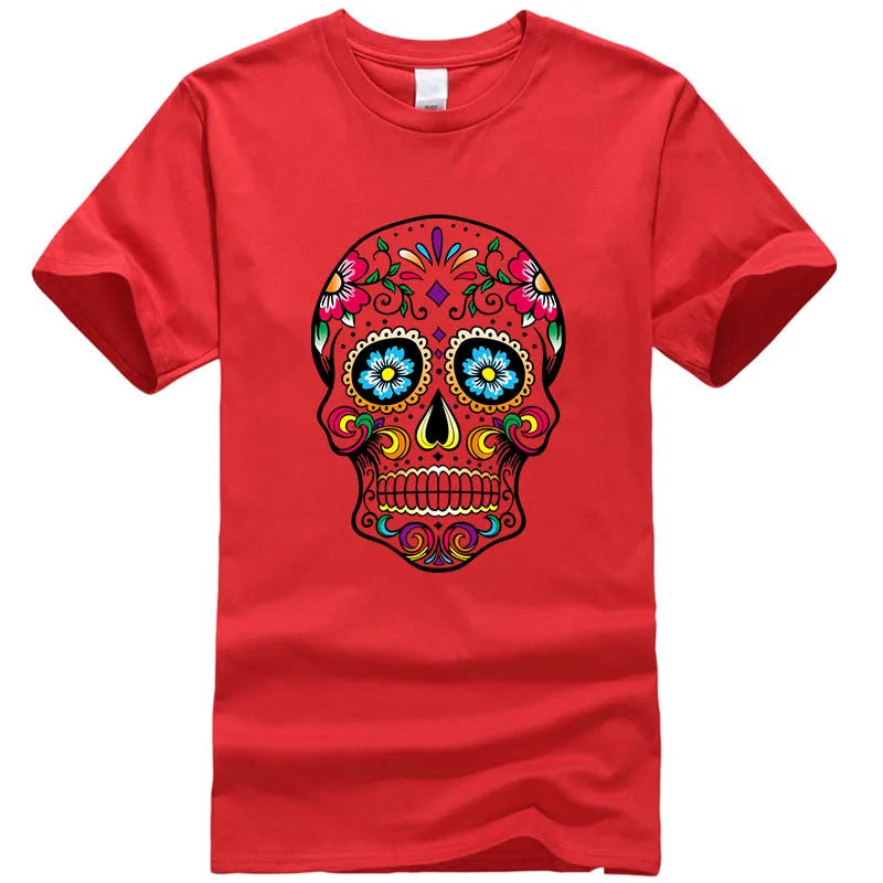 T-Shirt Homme Coton Streetwear Imprimé Tête de Mort Coupe Loose 10 Coloris – CLEVI Paris