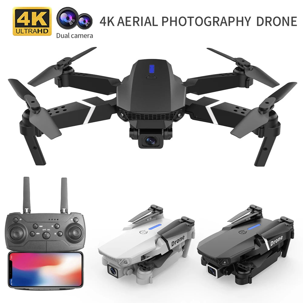 Mini Drone E88 GPS 4K – Caméra Réglable 180°, Évitement d'Obstacles, Brushless & Suivi Automatique – CLEVI Paris