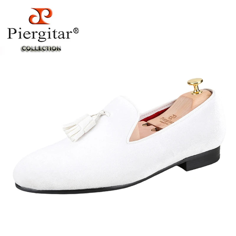 Loafers Homme Velours Slip-On Glands Faits Main Bout Rond Multicolore Soirée Banquet EU 37-50 Piergitar – CLEVI Paris