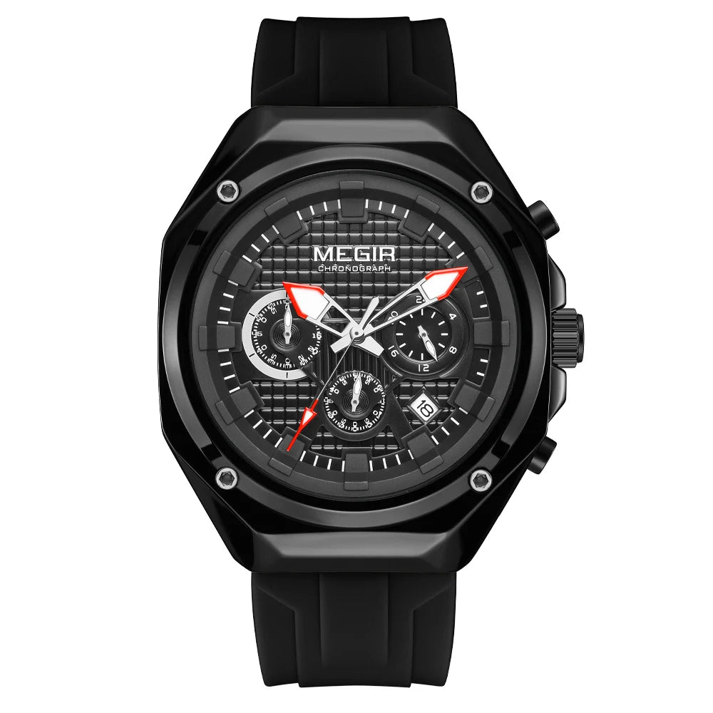 MEGIR 8118 Montre Homme Chronographe Quartz Bracelet Silicone 45mm Lumineux Calendrier 3 ATM 5 Coloris – CLEVI Paris