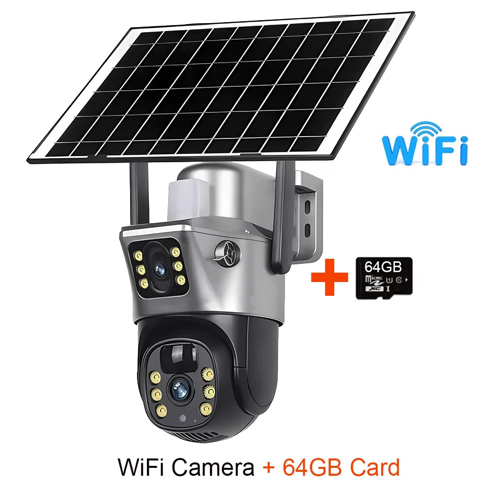 Caméra Solaire Extérieure 4K Double Objectif PTZ – WiFi ou 4G SIM – Batterie 8000mAh – CLEVI Paris