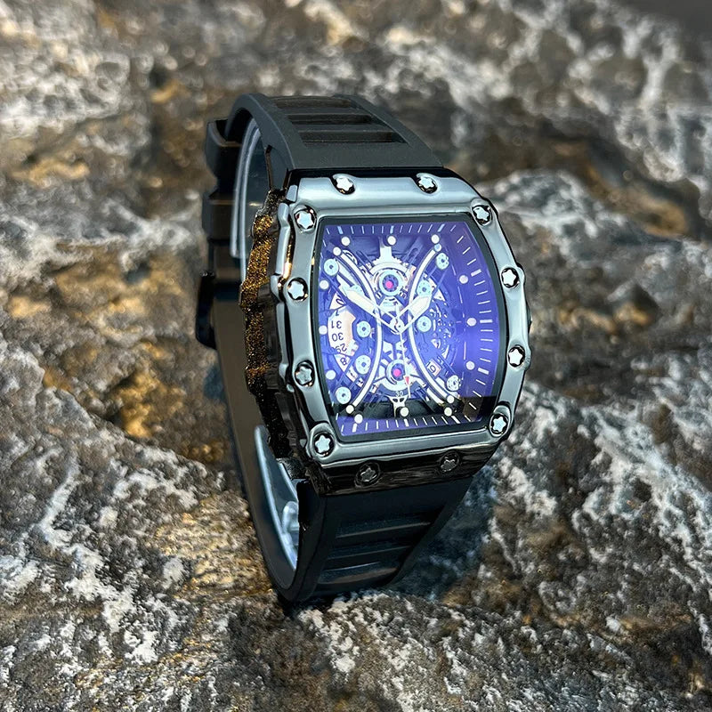 Montre Homme Quartz Tonneau L146 Silicone Aiguilles Lumineuses Fashion Casual – CLEVI Paris
