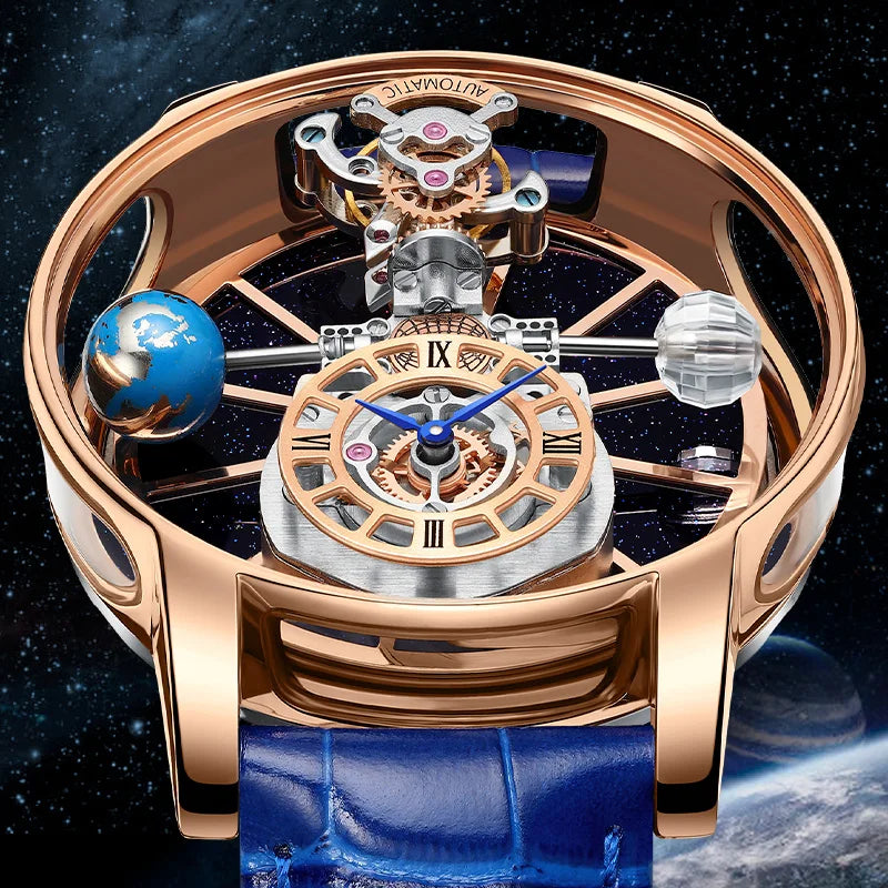 Montre Homme HAEMMER Celestial – Boîtier Transparent, Bracelet Cuir Quartz