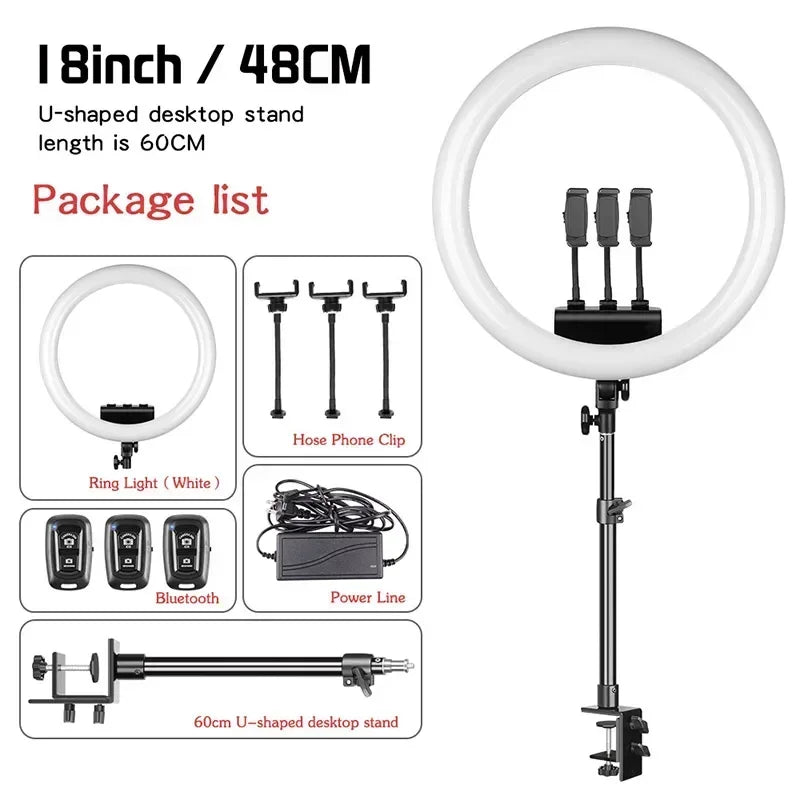 Anneau LED SH 18 pouces et supports au choix – CLEVI Paris