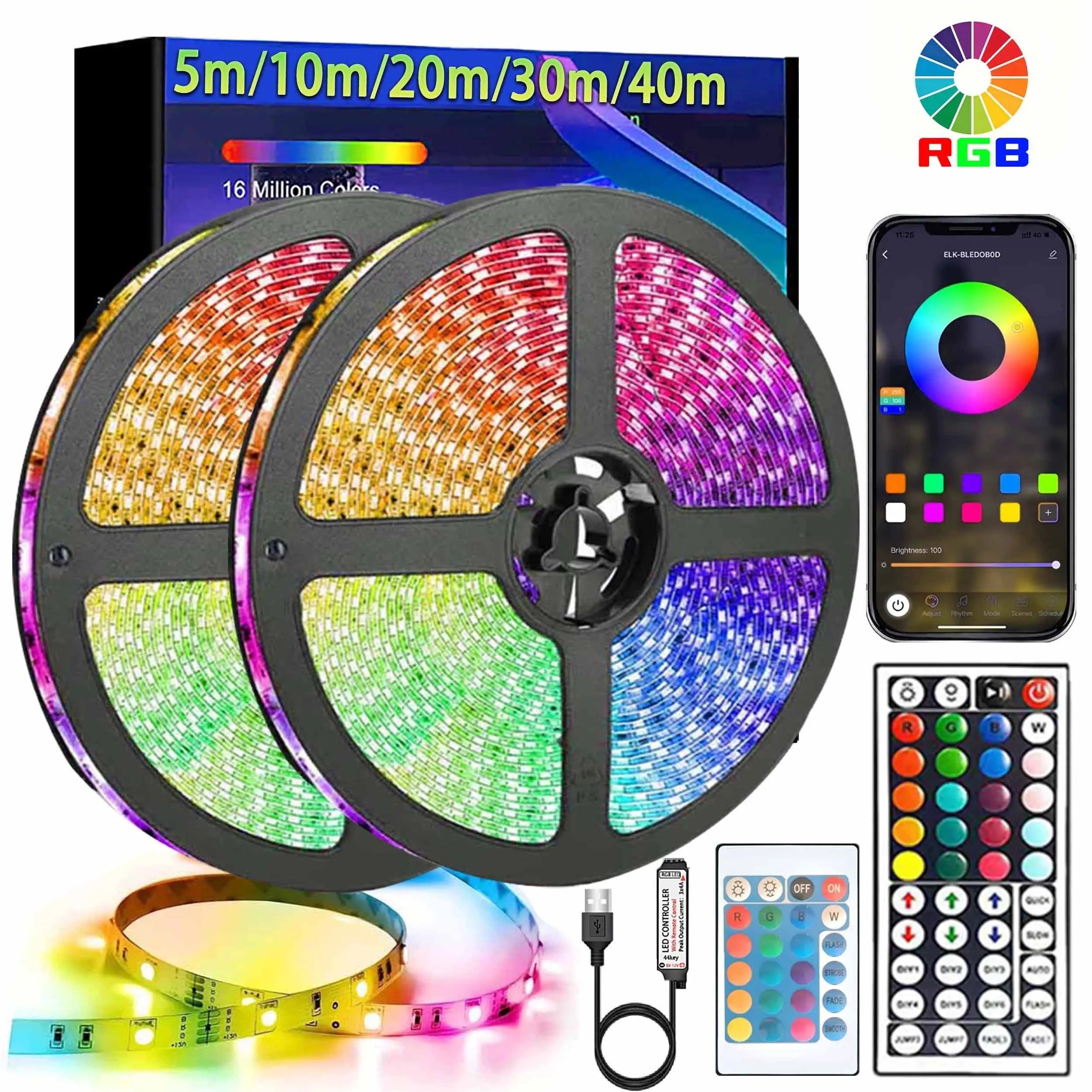 Ruban LED RGB 5050 USB — Rétroéclairage TV, Télécommande IR & APP, 1m à 40m | CLEVI Paris