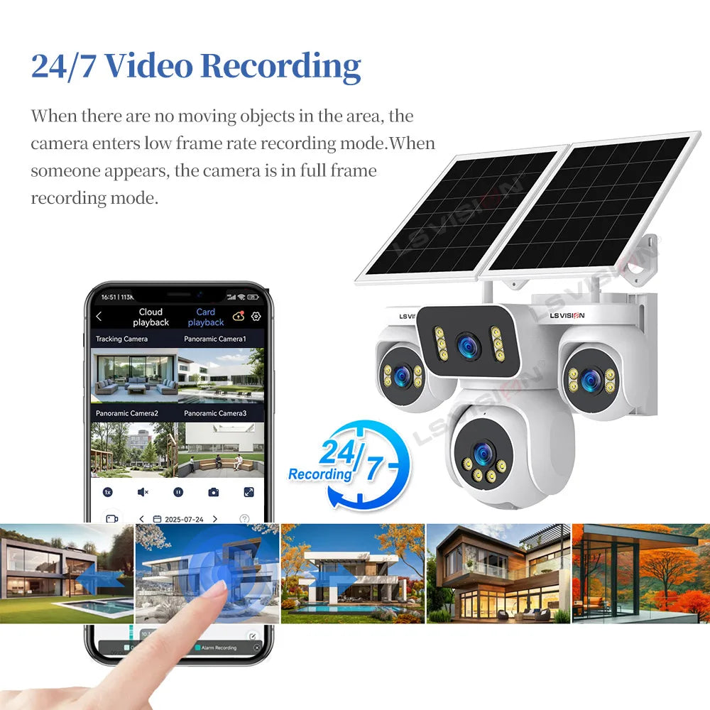 Caméra Solaire 4G LS VISION AOV01 20MP PTZ 4 Objectifs Zoom 12X Surveillance 24/7 – CLEVI Paris