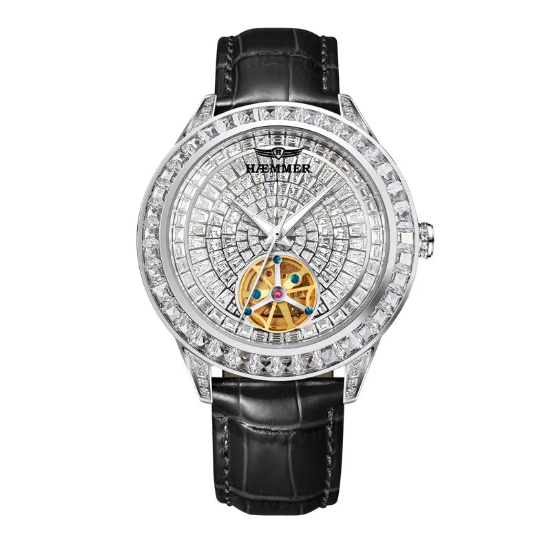Montre Mécanique Squelette Full Diamond Homme – CLEVI Paris