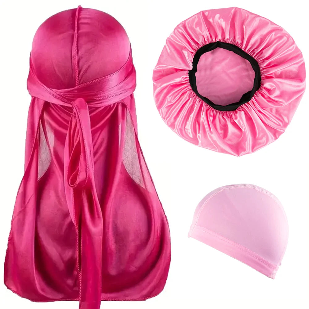 Coffret 3 pièces Durag + Bonnet + Dome Hat Satin — CLEVI Paris