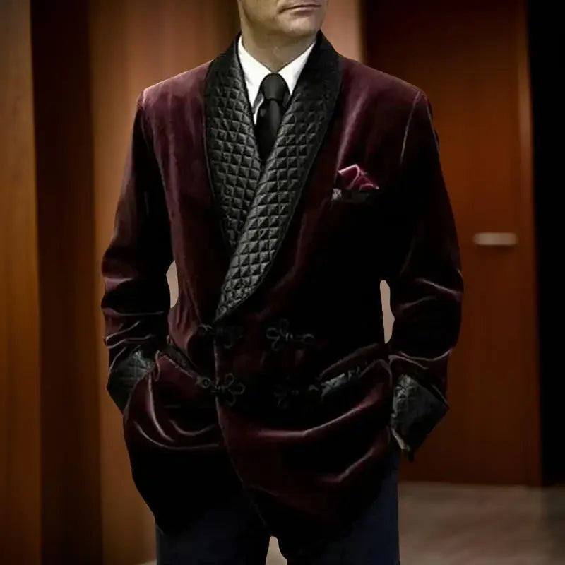 Blazer Long Velours Homme Rouge – CLEVI Paris