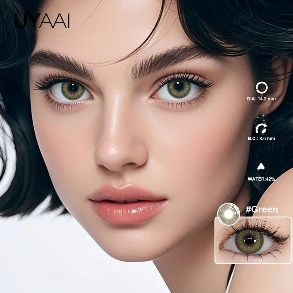 Lentilles de Contact Colorées UYAAI sans Correction – 14 Teintes, Port Annuel