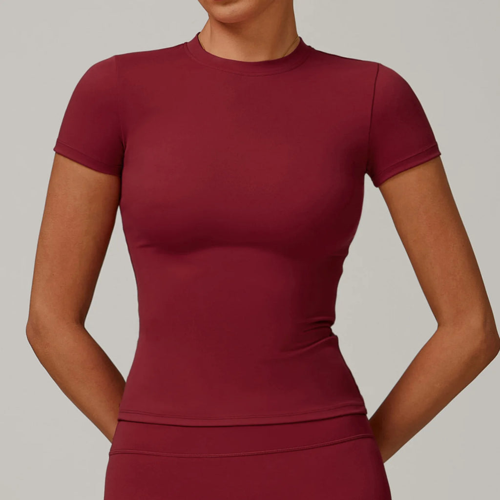 T-shirt Sport Femme Nylon | Running, Yoga & Gym, Manches Courtes Respirant, 16 Coloris – CLEVI Paris