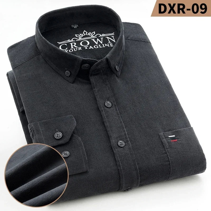Chemise Corduroy Homme Grande Taille 100% Coton Manches Longues – S à 7XL – CLEVI Paris