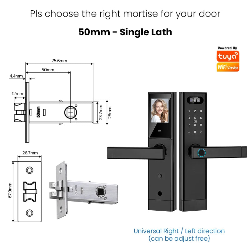 Serrure Connectée Catchface – Reconnaissance Faciale, Caméra, Écran, Tuya WiFi, 7 Modes