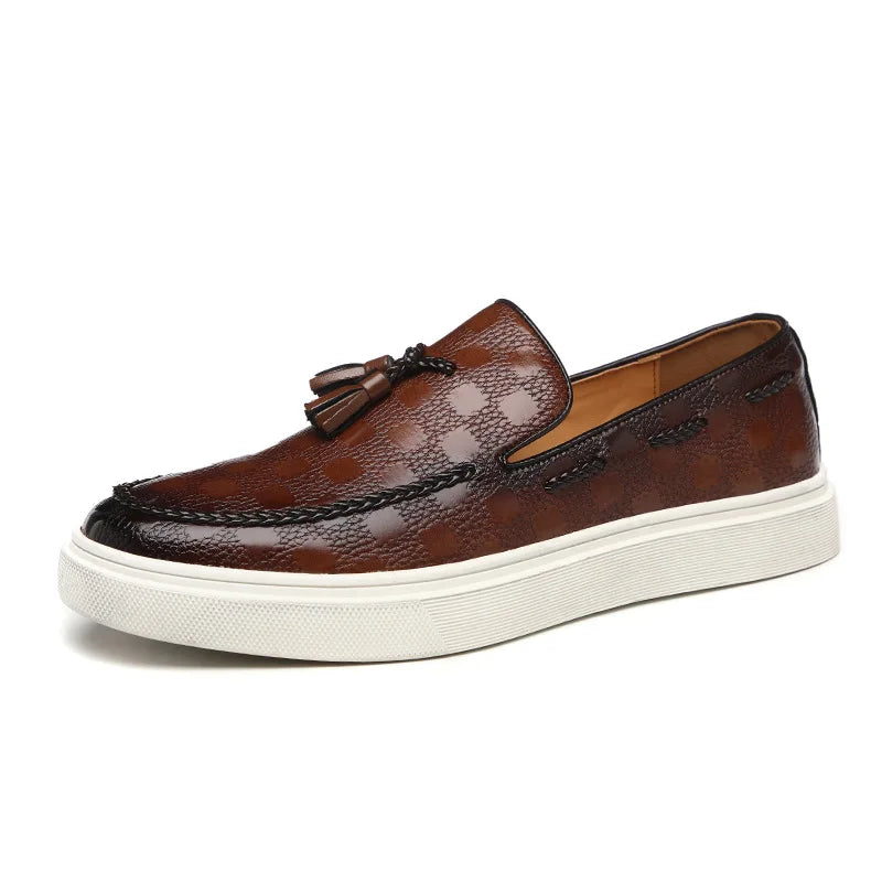 Mocassins Homme Style Britannique | Cuir Grain Serpent Slip-On