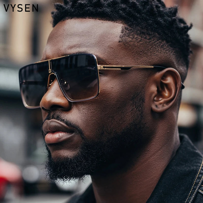 Lunettes de Soleil Oversize Carrées Homme – Grande Monture Métal UV400 – CLEVI Paris