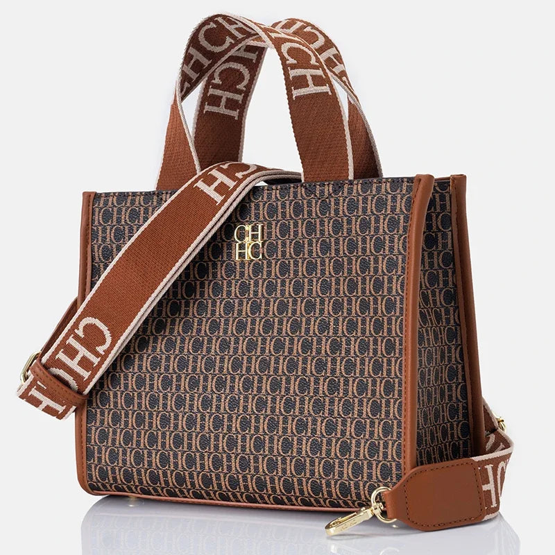 Sac Tote Femme Simili Cuir Monogramme Logo Métal Fermeture Zip Luxe Léger – CLEVI Paris