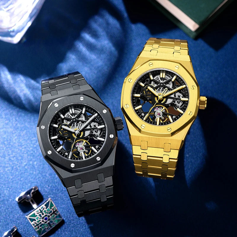 Montre Tourbillon Automatique Squelette Homme | Acier Inoxydable – CLEVI Paris