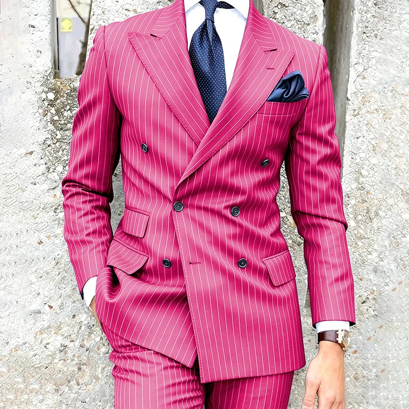Costume 2 Pièces Homme Double Boutonnage Revers Pointu Slim Fit – CLEVI Paris