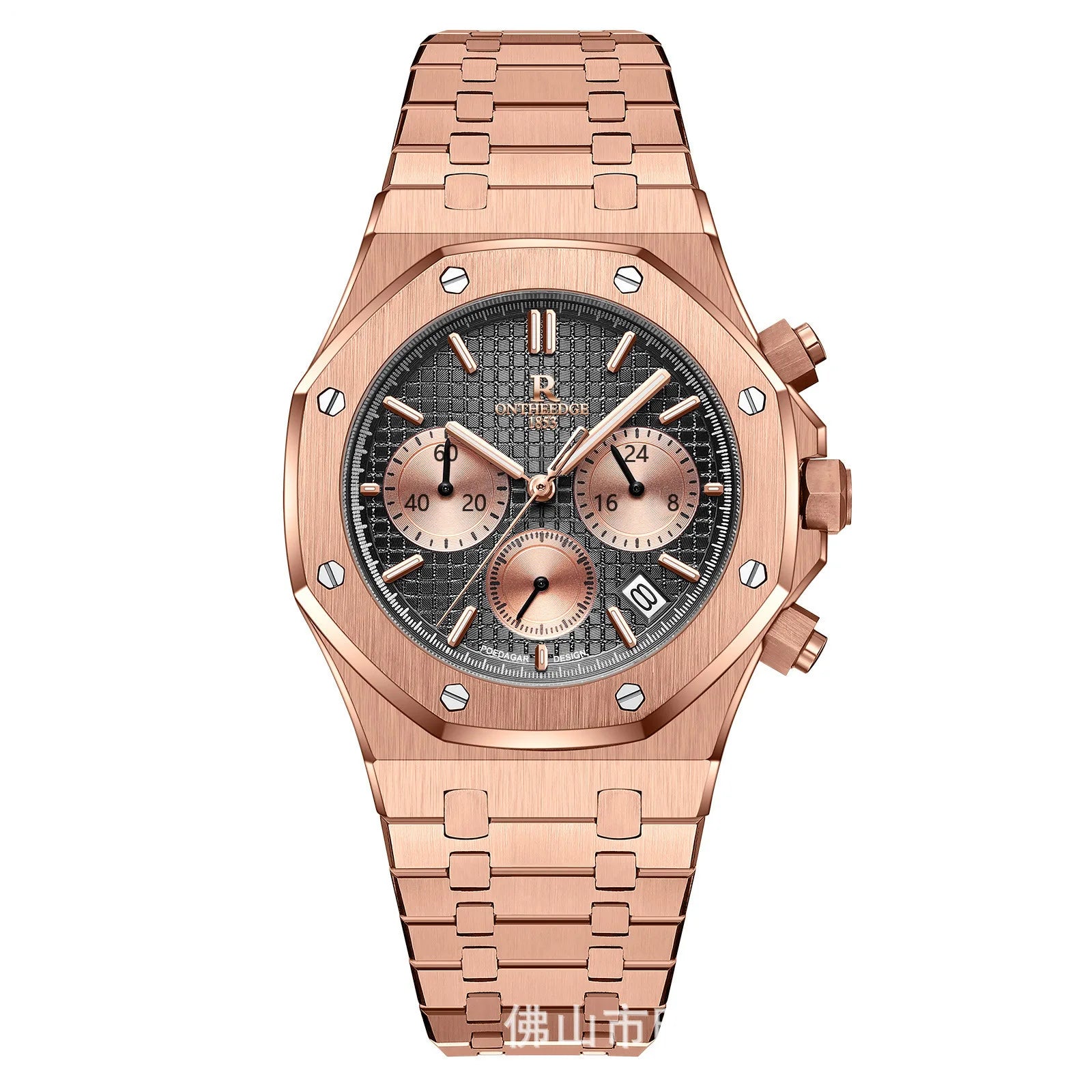 ONTHEEDGE RZY126 – Montre Quartz Homme | Chronographe, Mouvement Japonais MIYOTA, Bracelet Acier