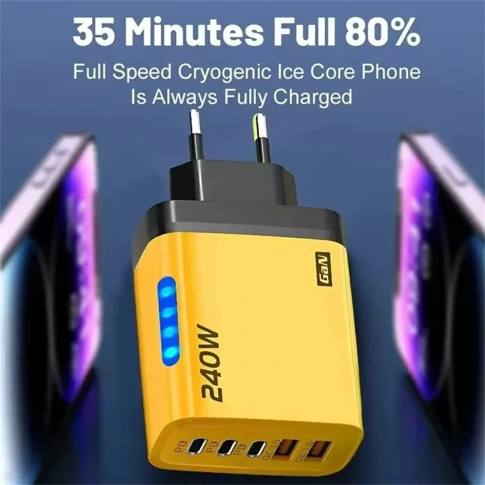 Chargeur GaN 5-en-1 USB-C 120W Quick Charge Prise EU Blanc – CLEVI Paris