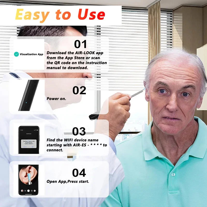 Otoscope Connecté WiFi avec Caméra HD 1080P Nettoyeur Auriculaire Visuel — CLEVI Paris