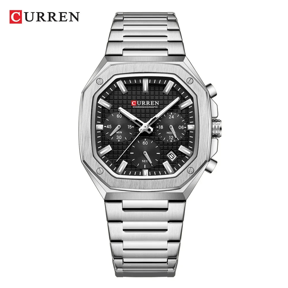 CURREN Montre Quartz Homme Sport Carrée Acier Étanche Chronographe – CLEVI Paris