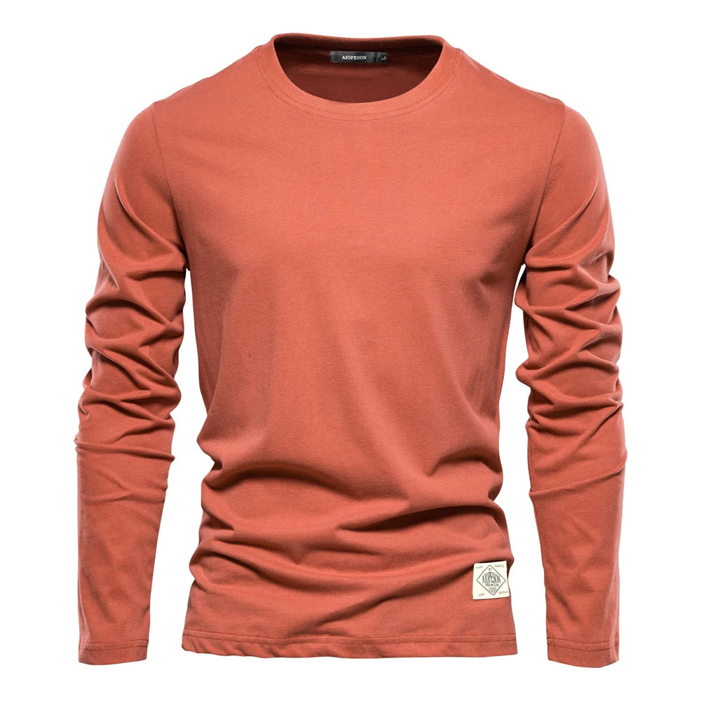 T-Shirt Homme 100% Coton Manches Longues Col Rond Uni 7 Coloris – CLEVI Paris