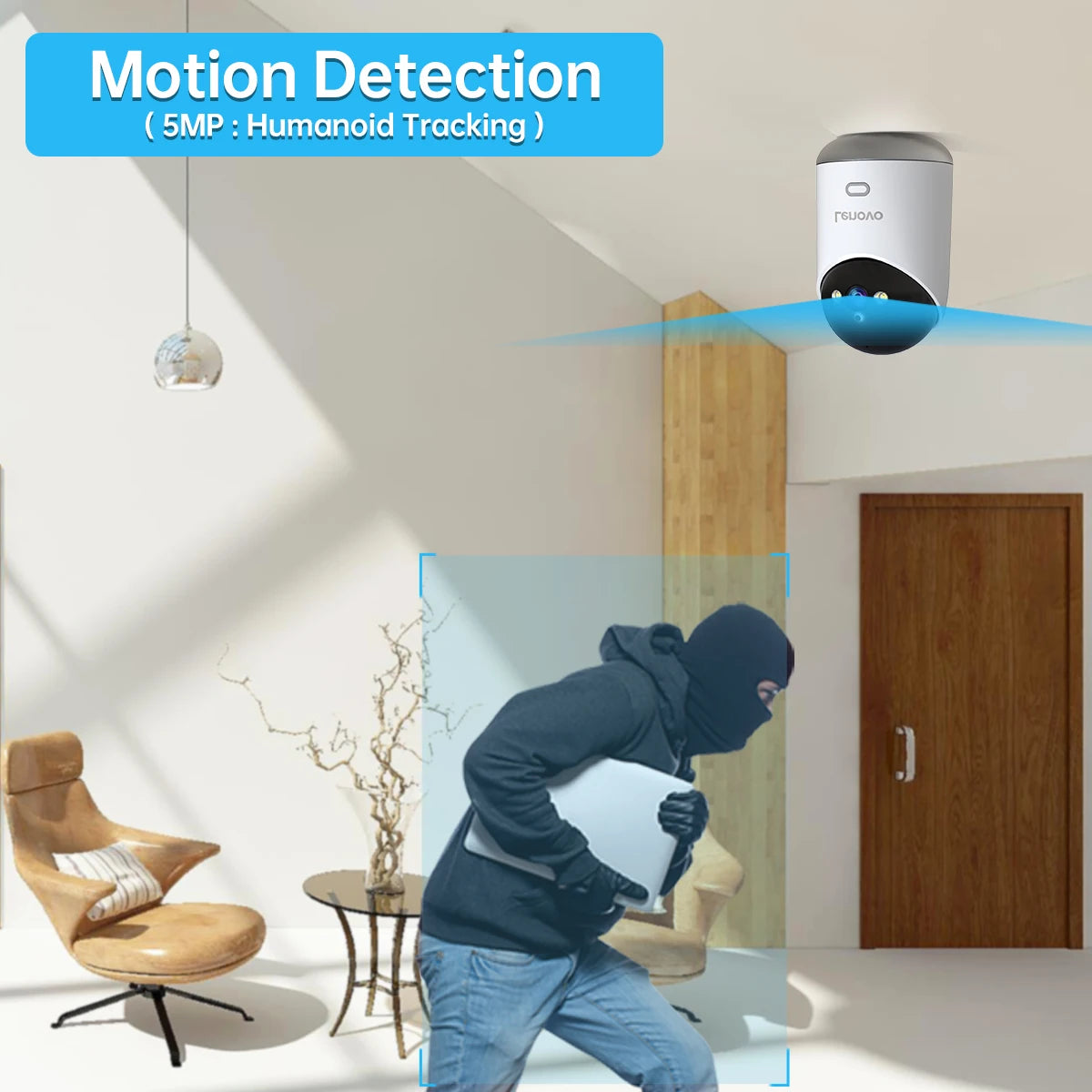 Caméra Dôme Intérieure PTZ 5MP WiFi Dual-Band Suivi Auto Vision Nocturne – CLEVI Paris