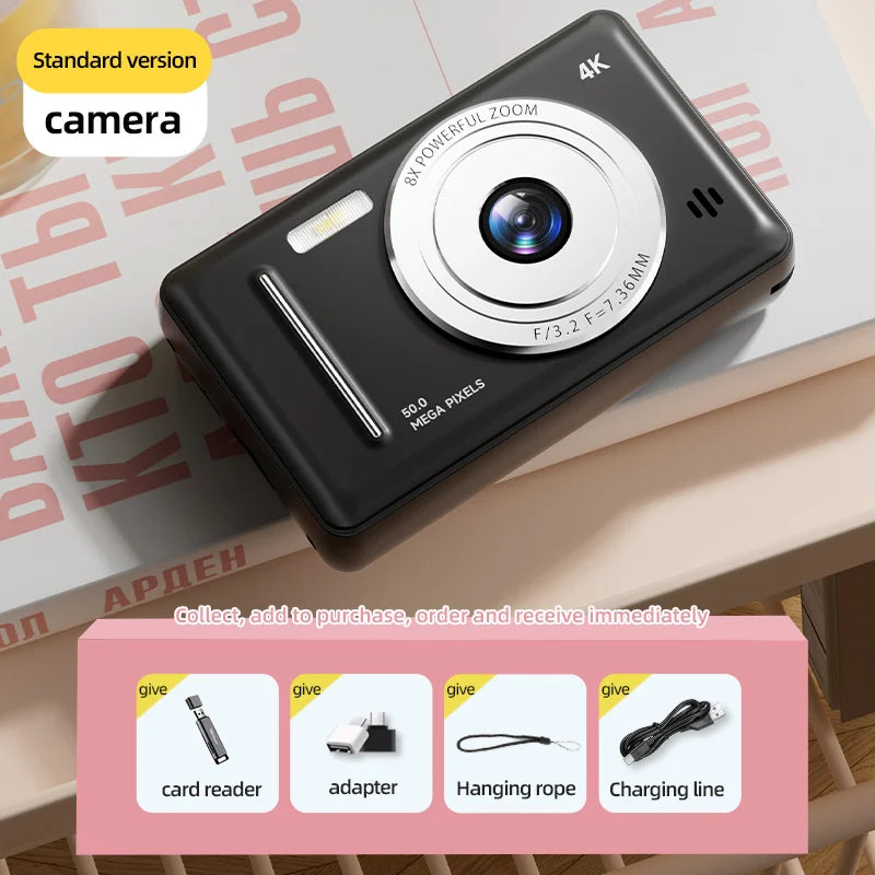 Appareil Photo Numérique 4K Rétro CCD – 50 MP, Double Flash & Autofocus – CLEVI Paris