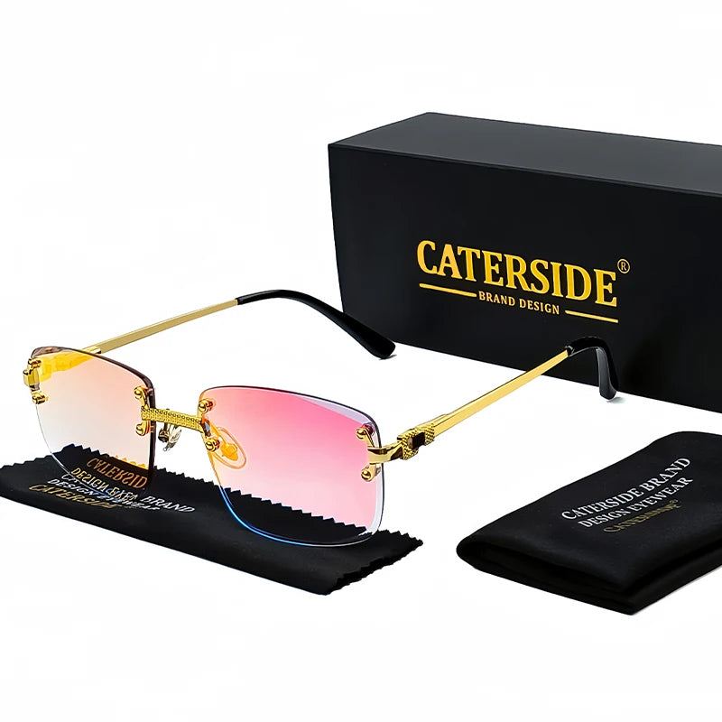 Lunettes de Soleil Rectangulaires Sans Monture Punk CATERSIDE – Verres Dégradés UV400 – CLEVI Paris