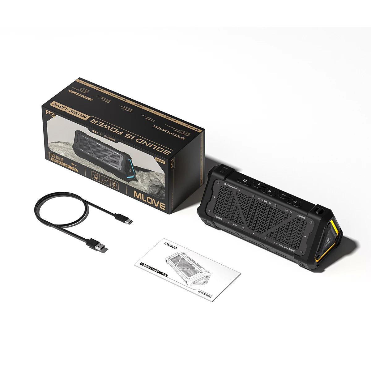 Enceinte Bluetooth Outdoor 40W – IP67, RGB 16,8M Couleurs, TWS, 12h | MLOVE P3
