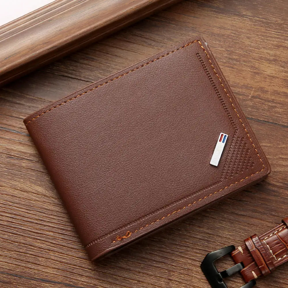 Portefeuille Court Homme Cuir PU Vintage — Slim, Porte-Cartes, Noir, Marron & Café | CLEVI Paris