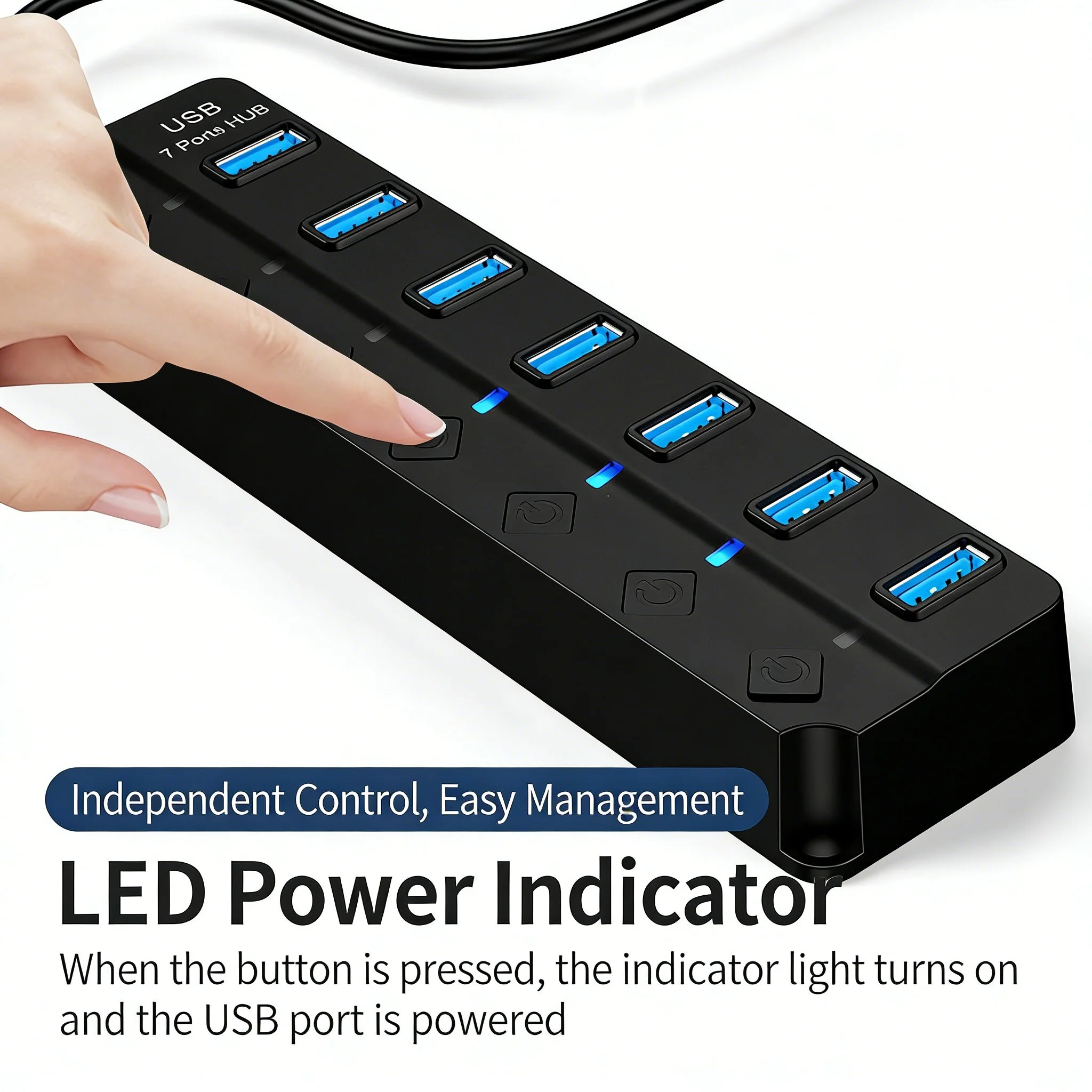 Hub USB 3.0 PHONEPACE — 4 ou 7 Ports, Indicateur LED, Interrupteurs Indépendants, Universel | CLEVI Paris