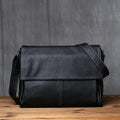 Sac Bandoulière Homme Cuir Vache Véritable 1ère Couche PC 13" Broderie Noir – CLEVI Paris