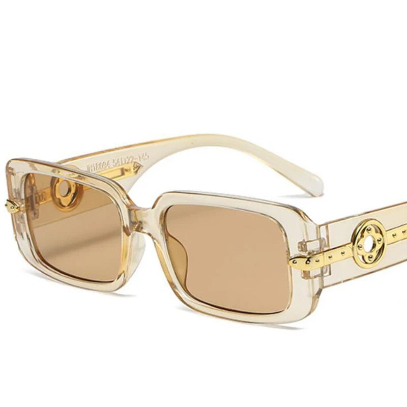 Lunettes de Soleil Rectangulaires Retro Petite Monture Fleur Métal UV400 Femme – CLEVI Paris