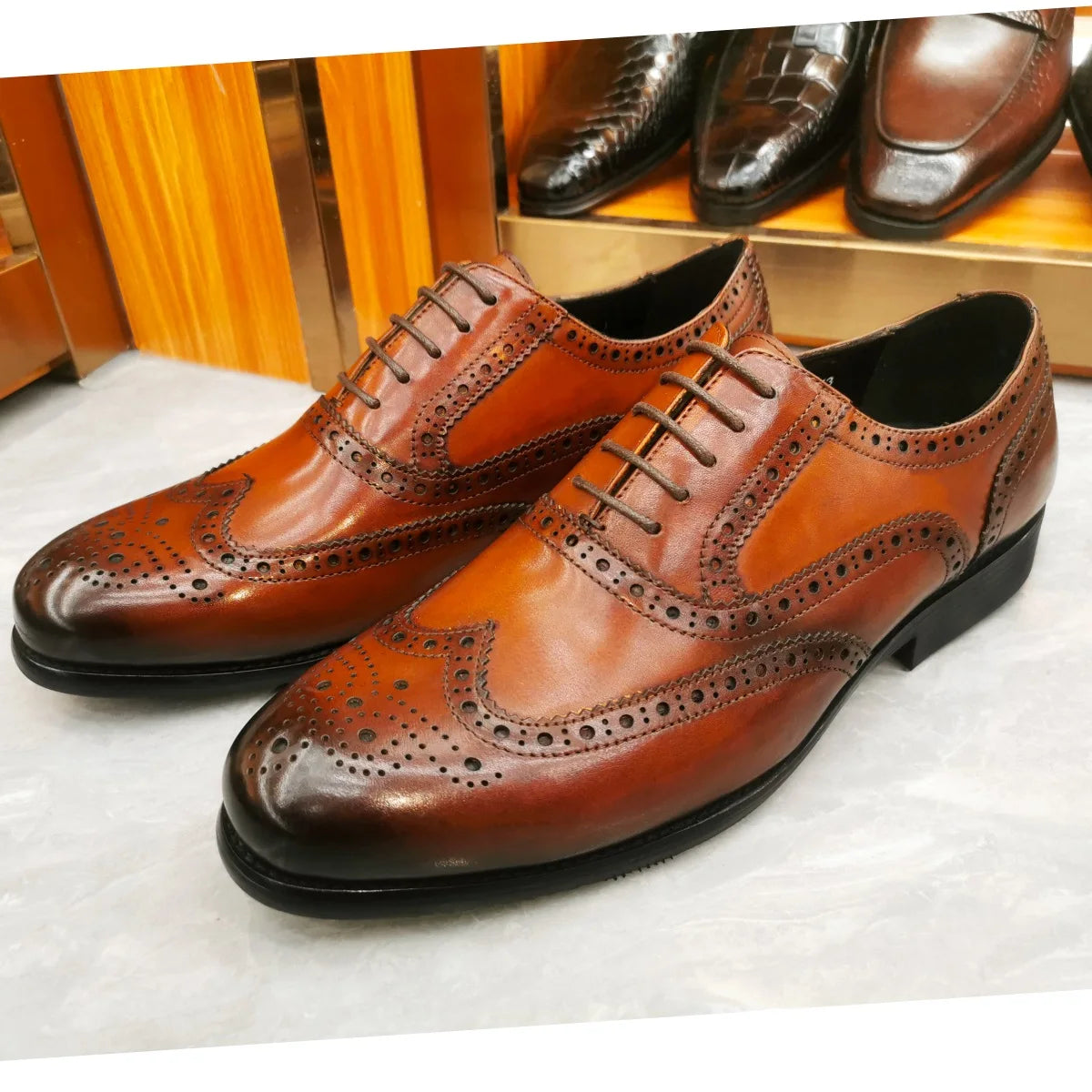 Oxford Brogue Wingtip Homme Cuir de Veau Véritable Imperméable | Business Mariage EU 39-46