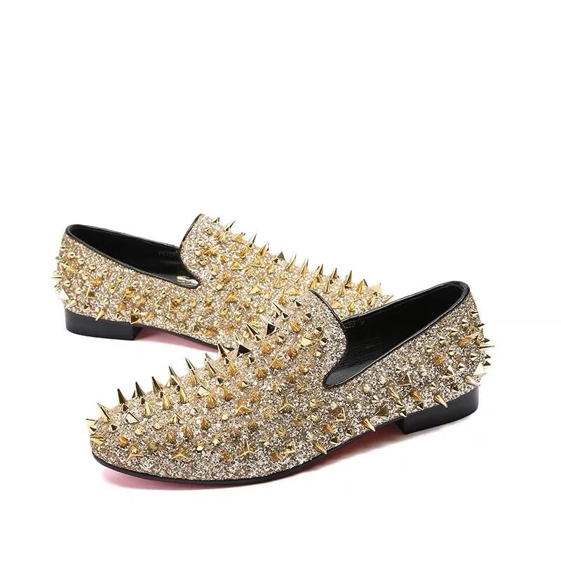Loafers Homme Clous Spikes Cuir Véritable Slip-On Bout Pointu Luxe Mariage 5 Coloris – CLEVI Paris