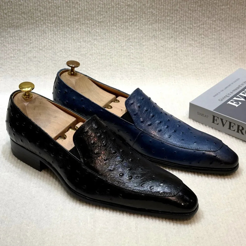 Mocassins Homme Cuir Véritable Bout Pointu Style Autruche Business & Casual – CLEVI Paris