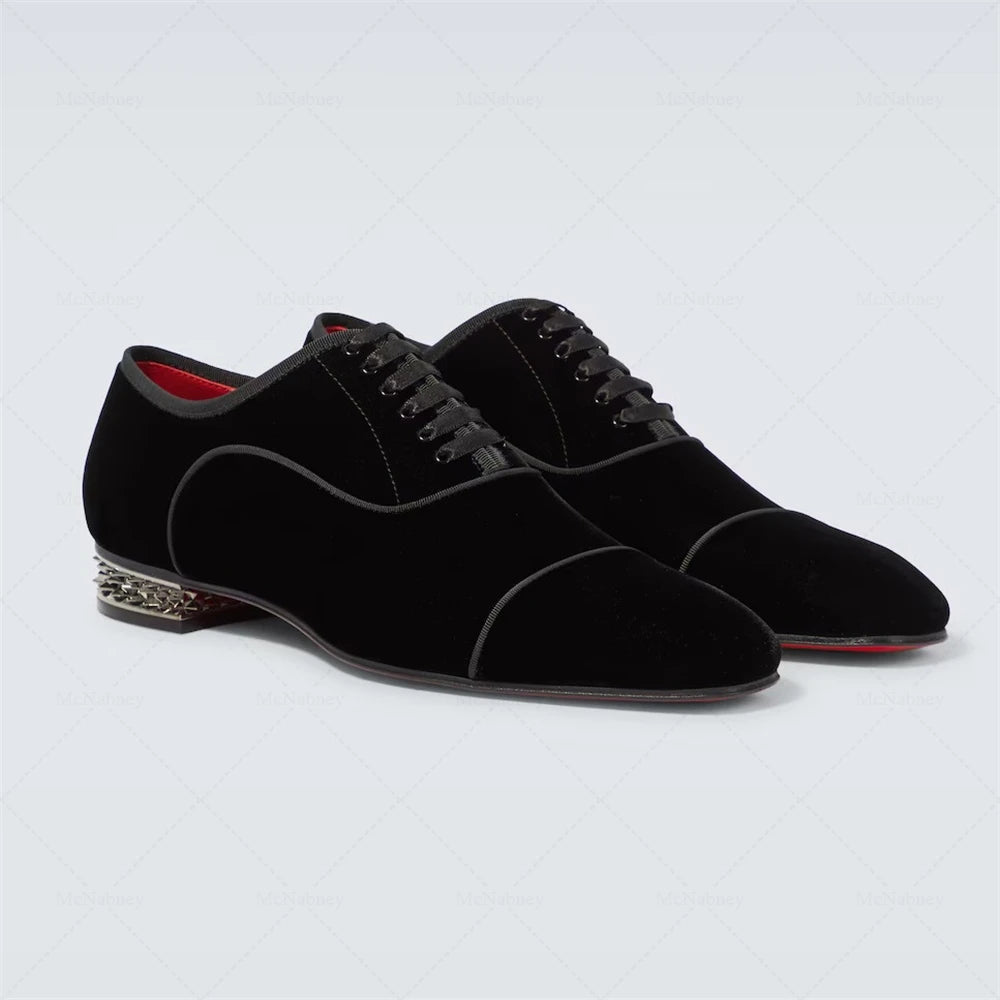 Oxford Homme Velours Noir Détail Argenté Lacets Mariage – CLEVI Paris