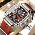 POEDAGAR 849 Montre Homme Quartz Carrée Chronographe Silicone Lumineux 30M – CLEVI Paris