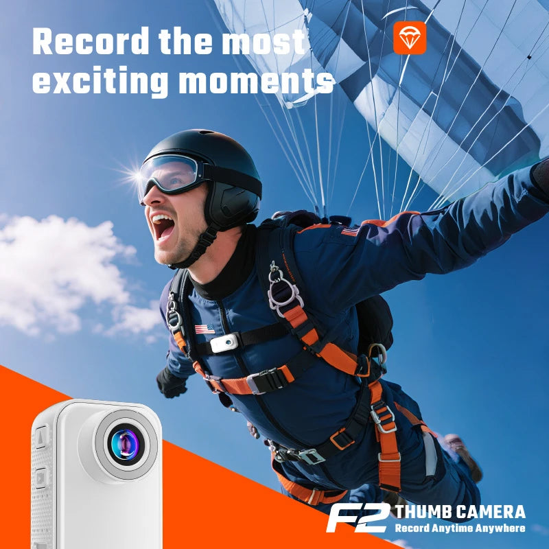 Lenovo F2 Thumb Mini Caméra 1080P HD — Grand Angle 130°, 25g, Multi-Filtres, Vlog & Sport | CLEVI Paris