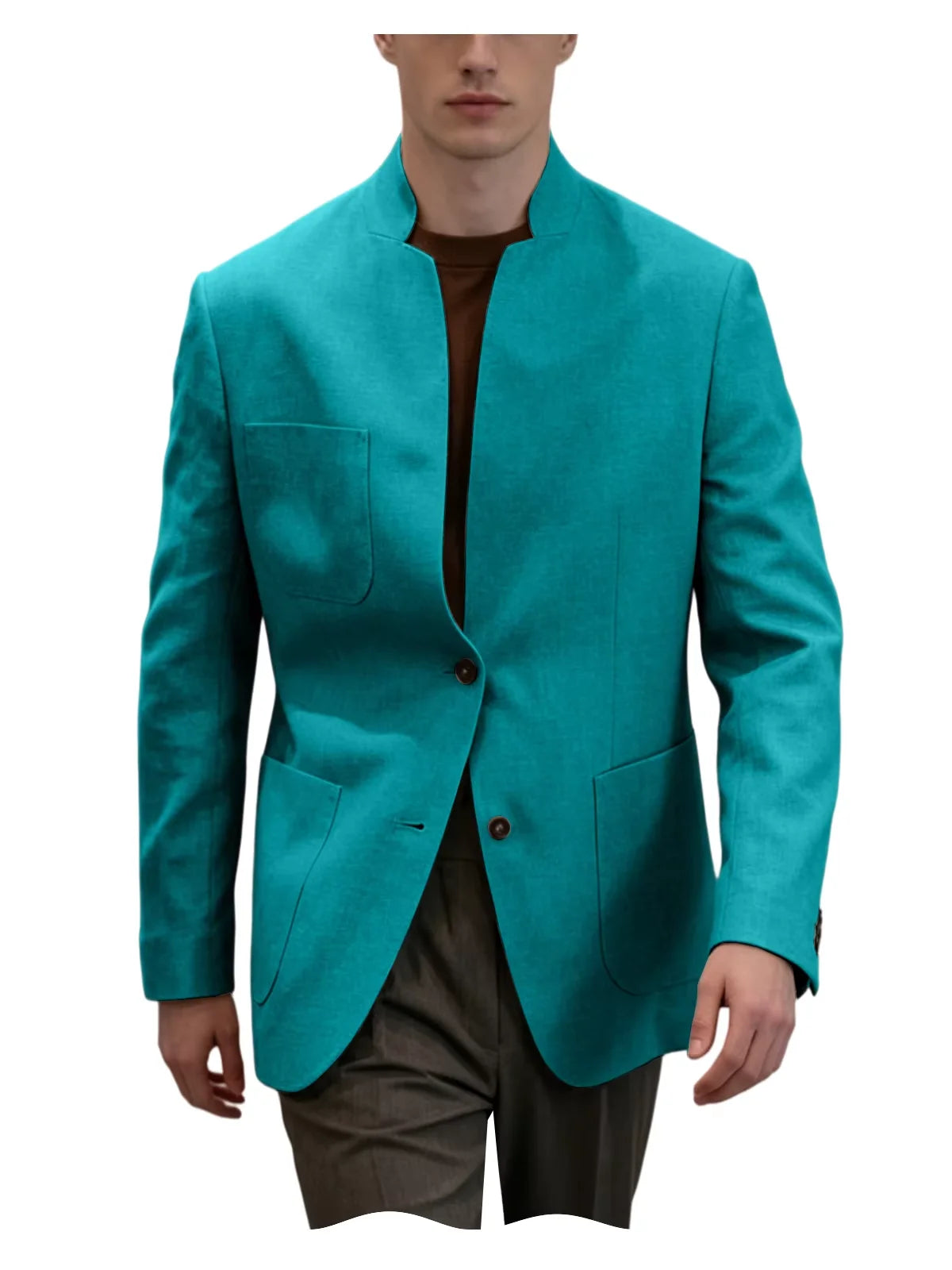 Blazer Lin Homme Col Mandarin – CLEVI Paris