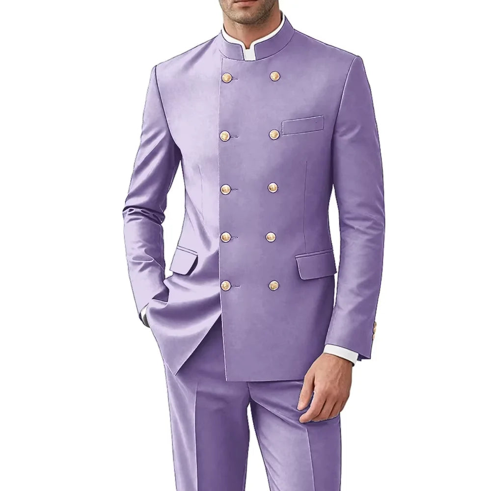 Costume Col Mandarin Homme Croisé – CLEVI Paris